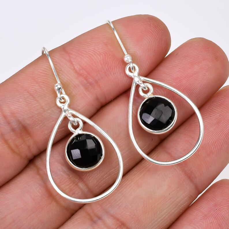 Black Onyx Gemstone Dangling Handcrafted Drop Earrings