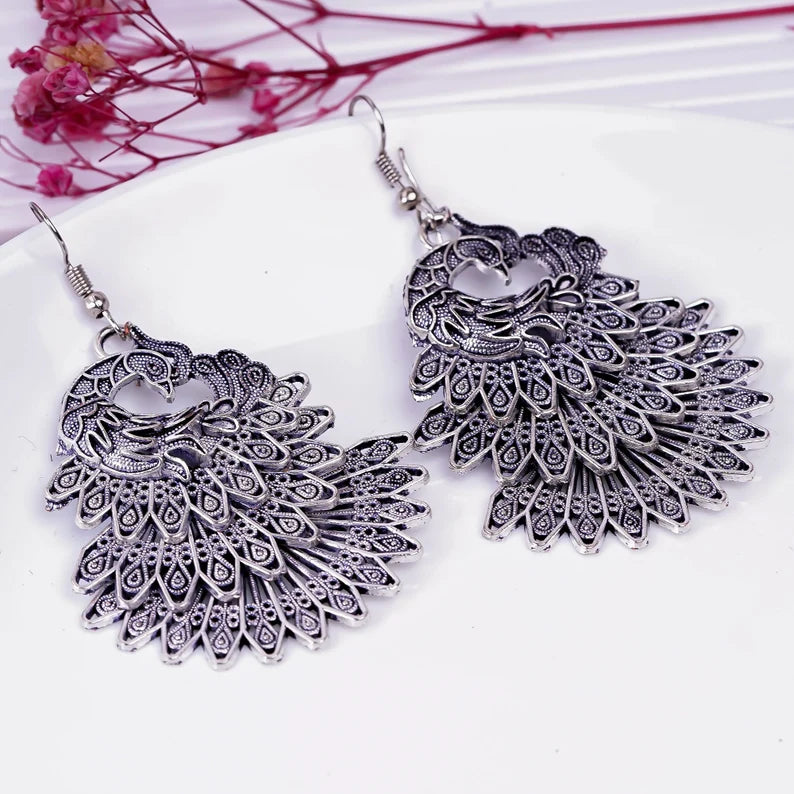 Peacock Design Handcrafted Minimalist Drop Earrings