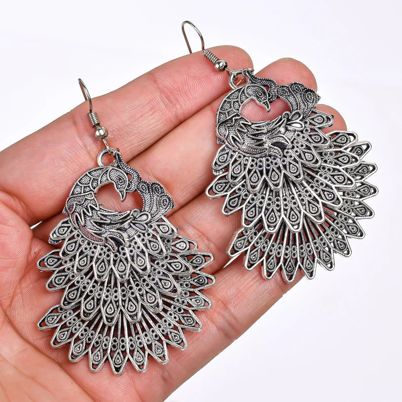 Peacock Design Handcrafted Minimalist Drop Earrings