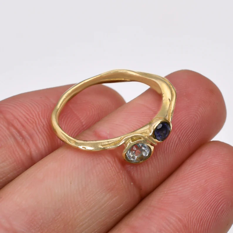 Cubic Zirconia And Amethyst Handcrafted Statement Gemstone Ring