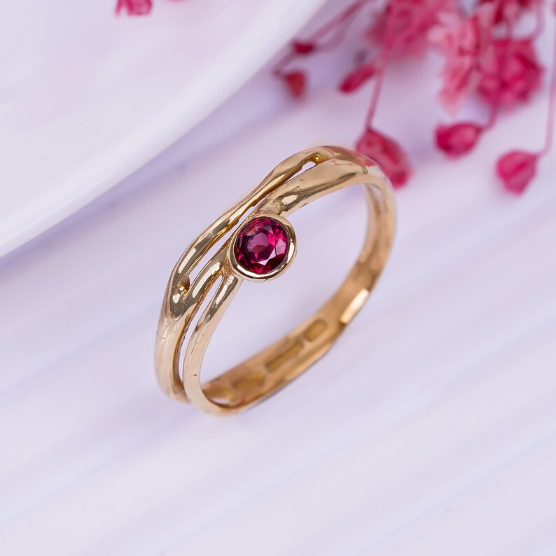 Garnet Gemstone Statement Handcrafted Ring