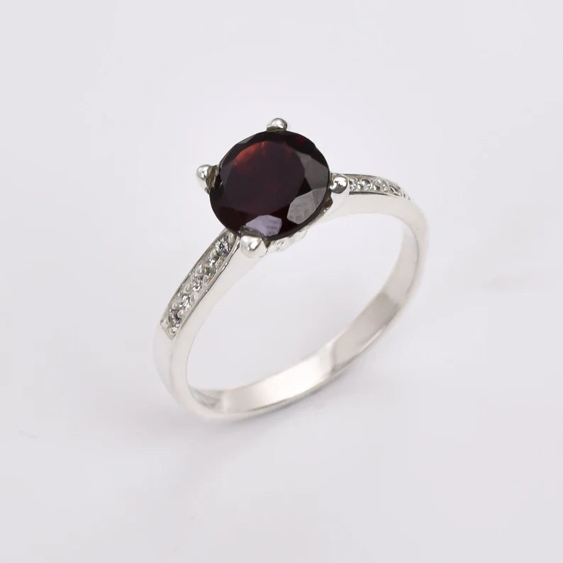 Garnet Gemstone Handcrafted Statement Minimalist Ring
