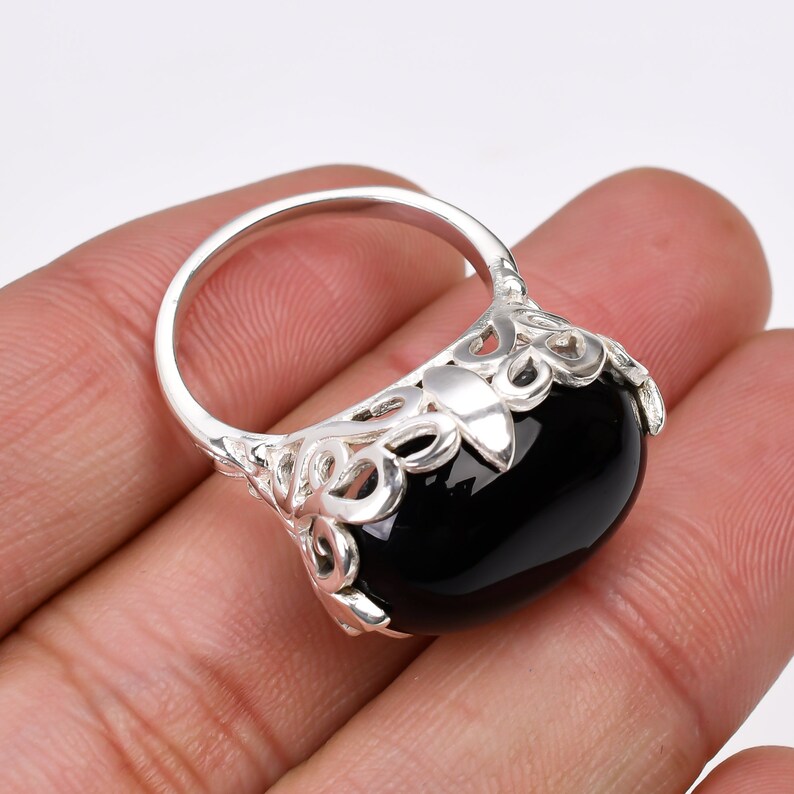 Onyx Black Gemstone Minimalist Handcrafted Ring