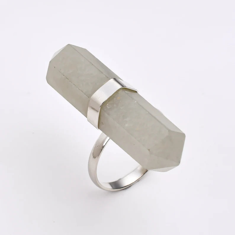 Jade Gemstone Statement Pencil Point Ring