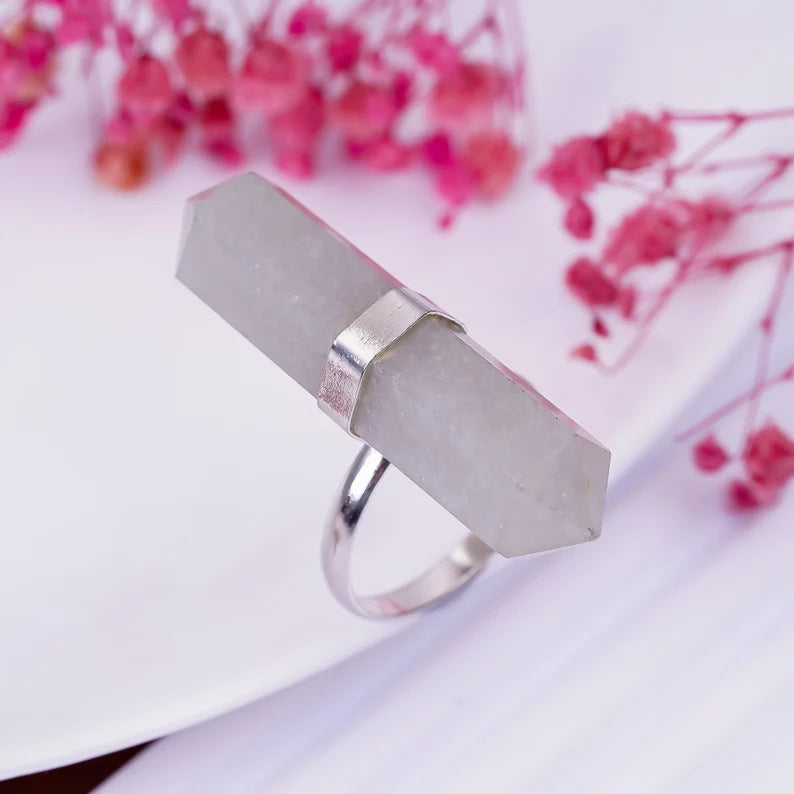 Jade Gemstone Statement Pencil Point Ring