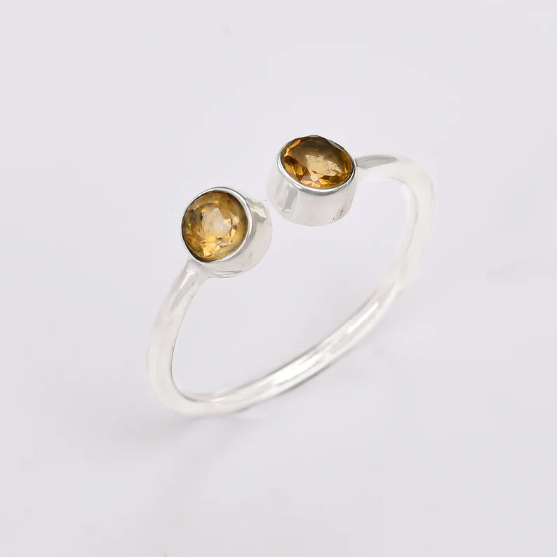 Citrine Statement Gemstone Handcrafted Open Ring