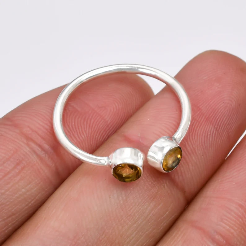 Citrine Statement Gemstone Handcrafted Open Ring