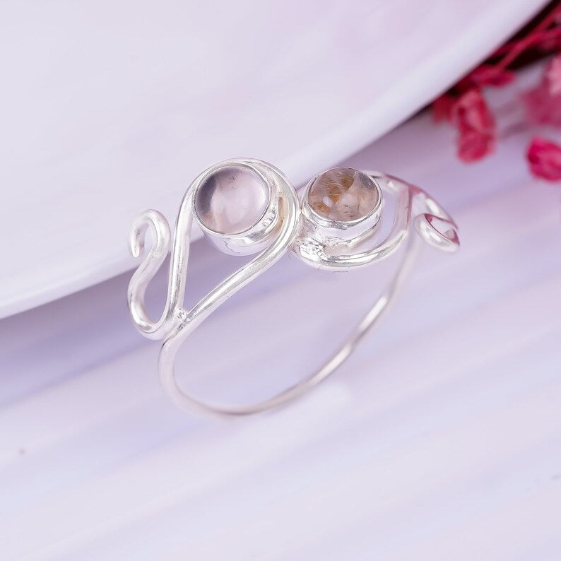 Smokey Quartz Healing Gemstone Open Statement Ring