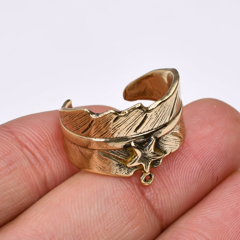 Leaf Design Minimalist Handcrafted Adjustable Ring