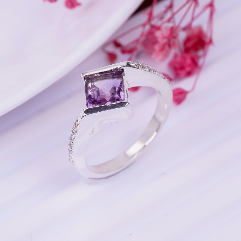 Amethyst Statement Gemstone Handcrafted Minimalist Ring