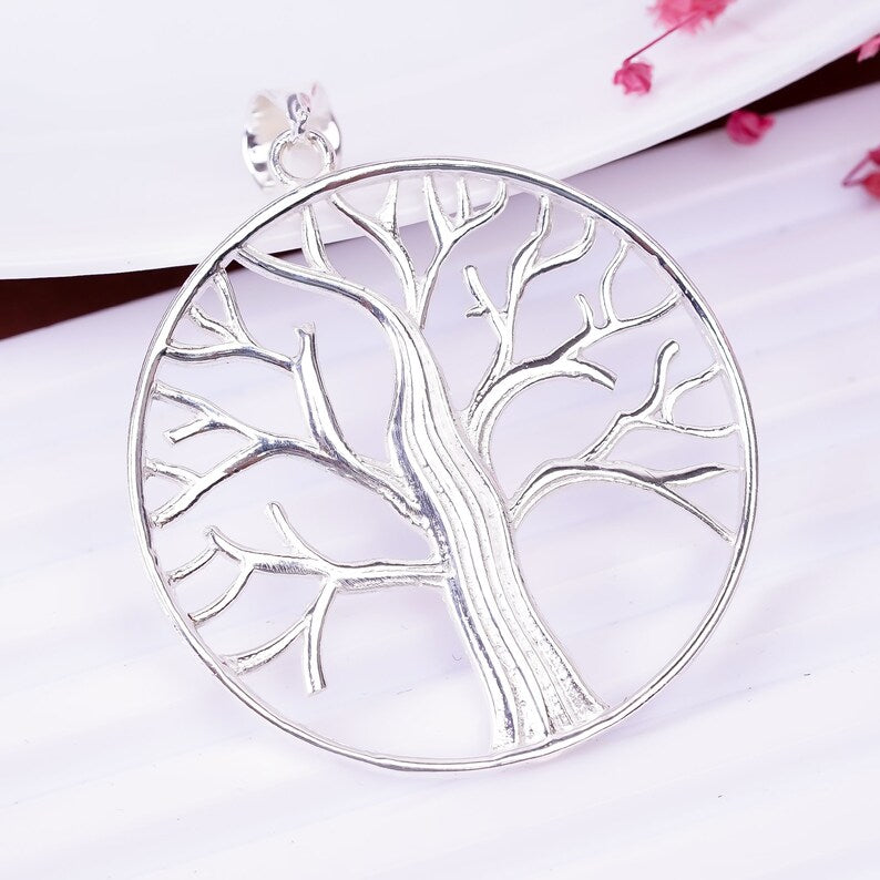 Tree Of Life 925 Sterling Silver Round Pendant