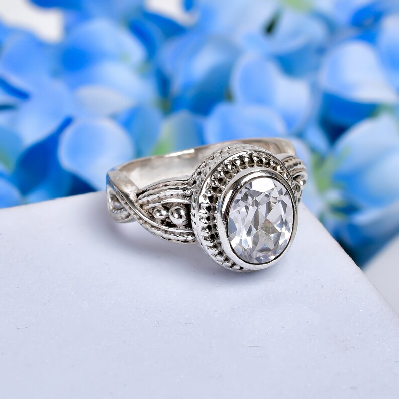 Cubic Zirconia Gemstone Statement Handcrafted Ring