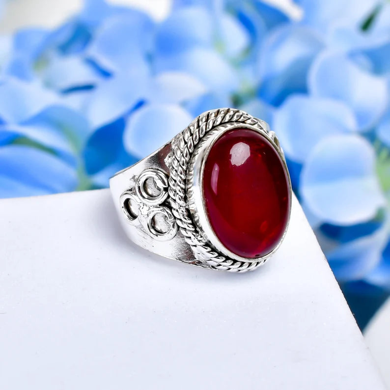 Natural Carnelian Gemstone Statement Handcrafted Ring