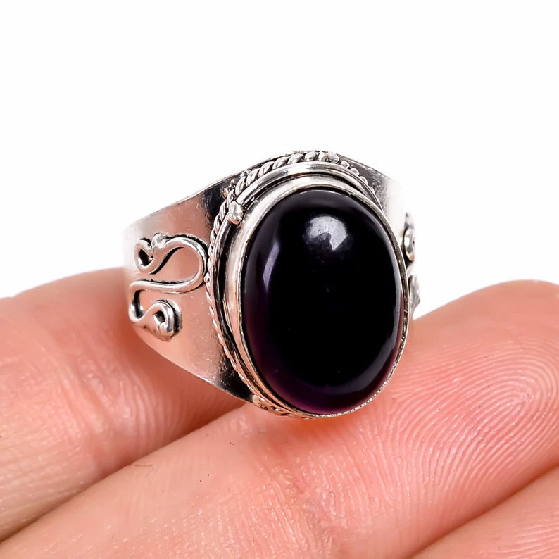 Black Onyx Gemstone Statement Handcrafted Ring