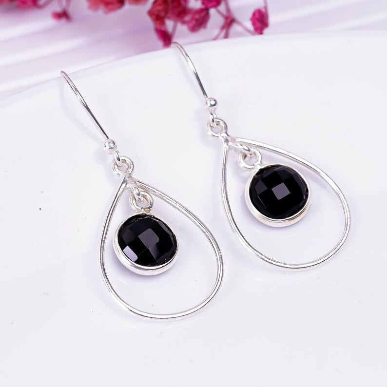 Black Onyx Gemstone Dangling Handcrafted Drop Earrings