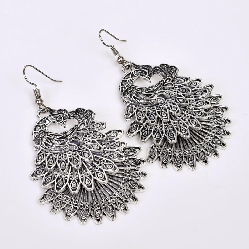 Peacock Design Handcrafted Minimalist Drop Earrings