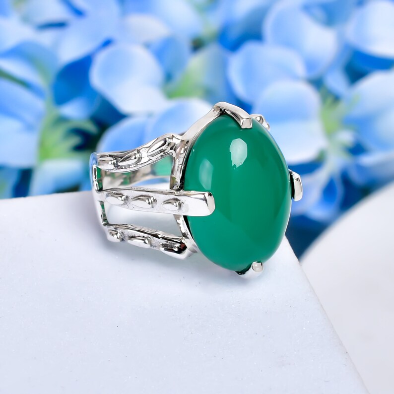 Green Onyx Gemstone Statement Handcrafted Ring