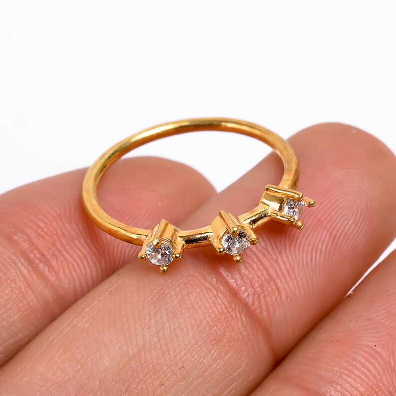 White Cubic Zirconia Gemstone Statement Handcrafted Ring
