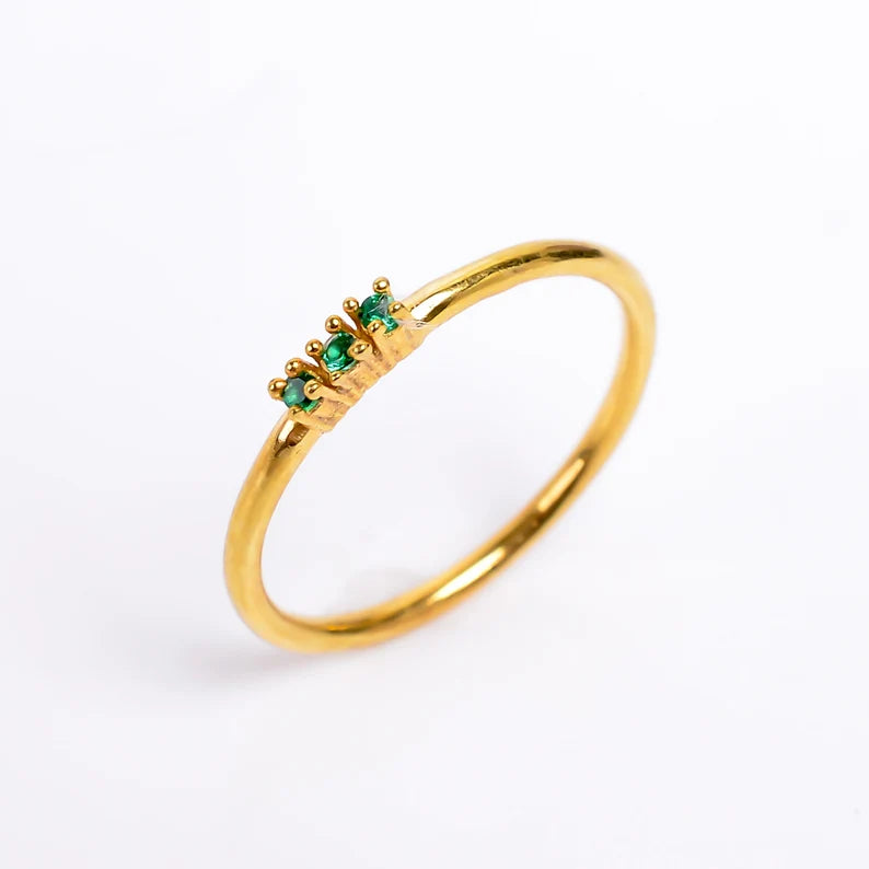 Green Cubic Zirconia Gemstone Handcrafted Statement Ring