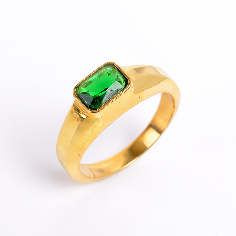 Green Cubic Zirconia Gemstone Handcrafted Statement Ring