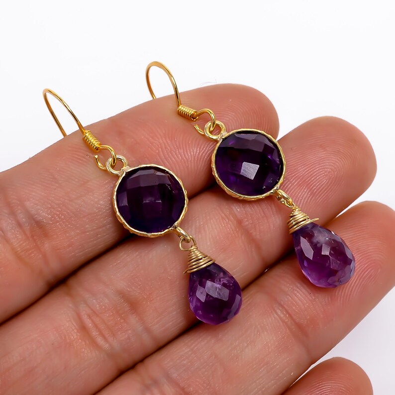 Amethyst Handcrafted Minimalist Drop and Dangle Earrings