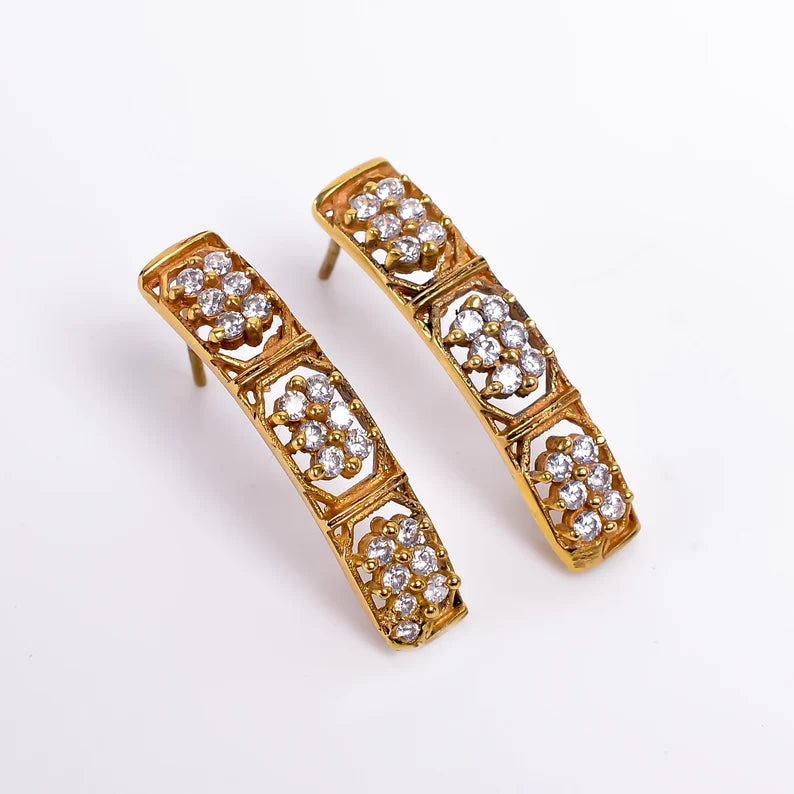 Cubic Zirconia Natural Gemstone Handcrafted Stud Earrings
