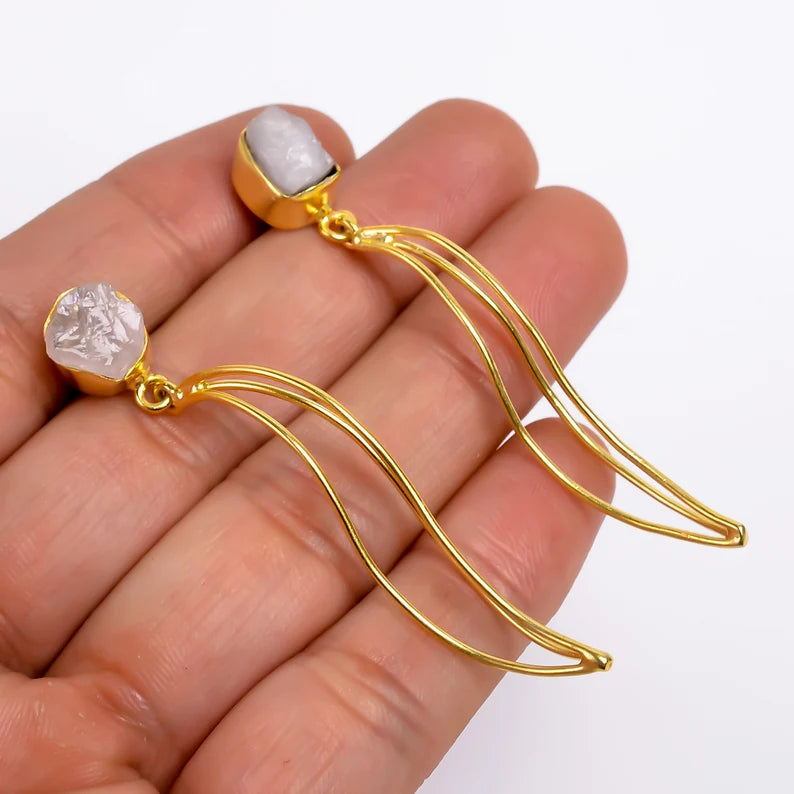 Rose Quartz Natural Gemstone Stud Handcrafted Earrings