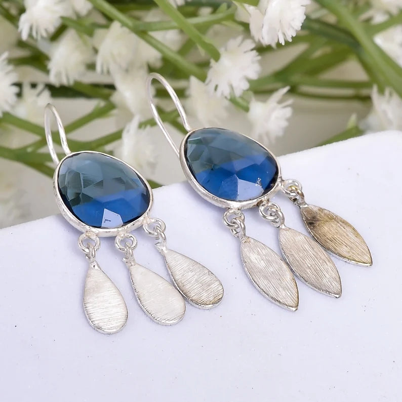Labradorite Handcrafted Natural Gemstone Minimalist Drop Earrings
