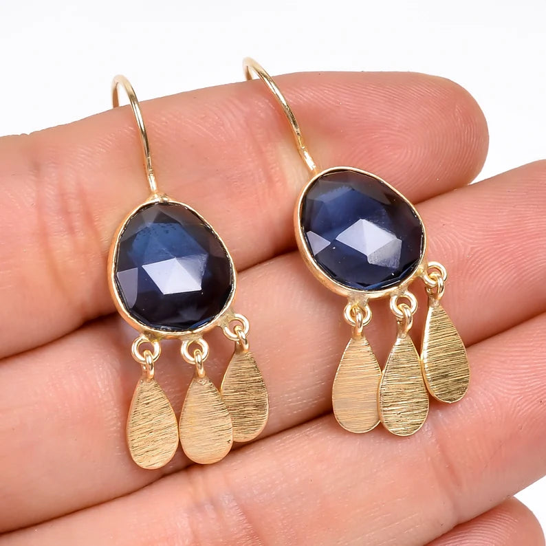 Labradorite Gemstone Handcrafted Drop and Dangle Earrings