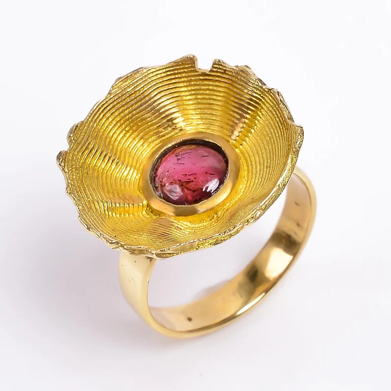 Garnet Gemstone Women's Minimalist Handcrafted Ring