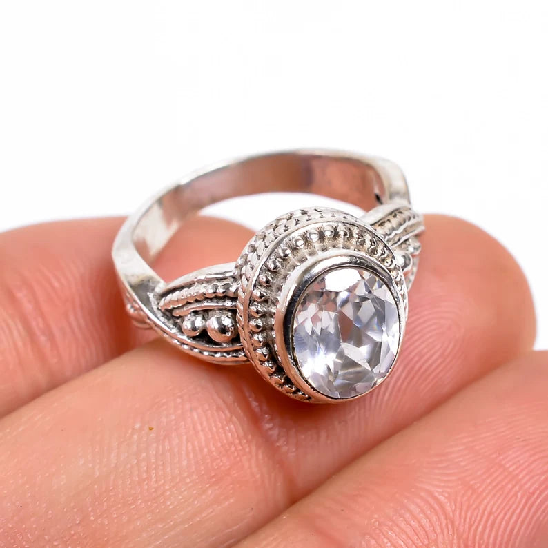 Cubic Zirconia Gemstone Statement Handcrafted Ring