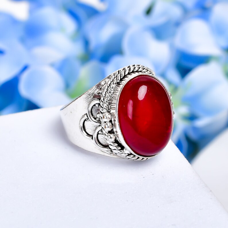 Natural Carnelian Gemstone Handcrafted Signet Ring
