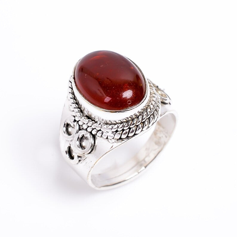 Natural Carnelian Gemstone Statement Handcrafted Ring
