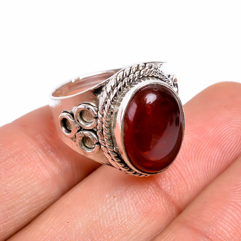 Natural Carnelian Gemstone Statement Handcrafted Ring