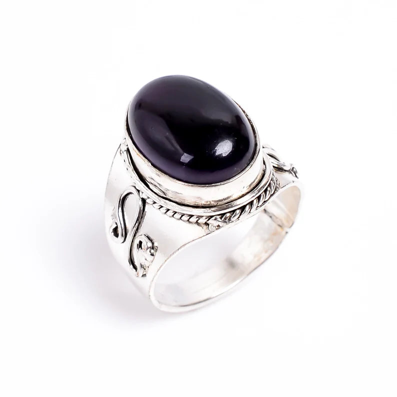 Black Onyx Gemstone Statement Handcrafted Ring