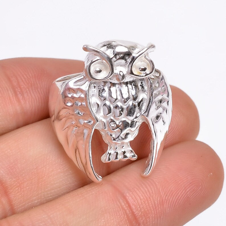 Owl Bird Statement Handcrafted Minimalist Ring