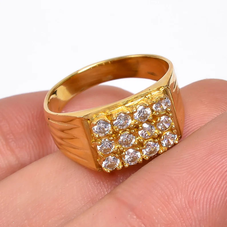 Cubic Zirconia Handcrafted Minimalist Statement Ring