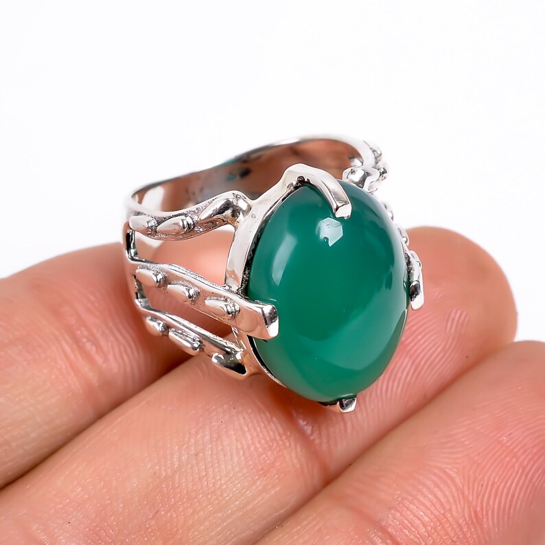 Green Onyx Gemstone Statement Handcrafted Ring