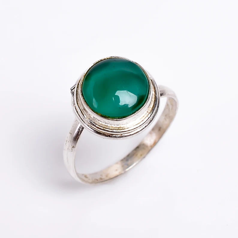 Green Onyx Gemstone Statement Handcrafted Birthstone Ring