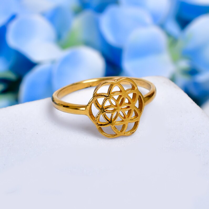 Handcrafted Flower Design Healing Statement Ring