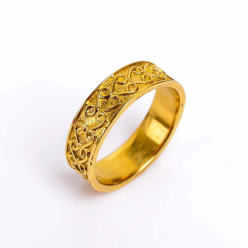 Wide Band Eternity Hammered Textured Statement Ring