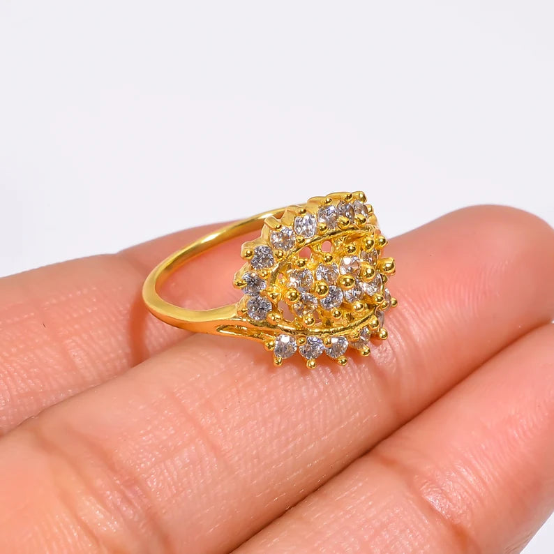 Cubic Zirconia Gemstone Women's Handcrafted Ring