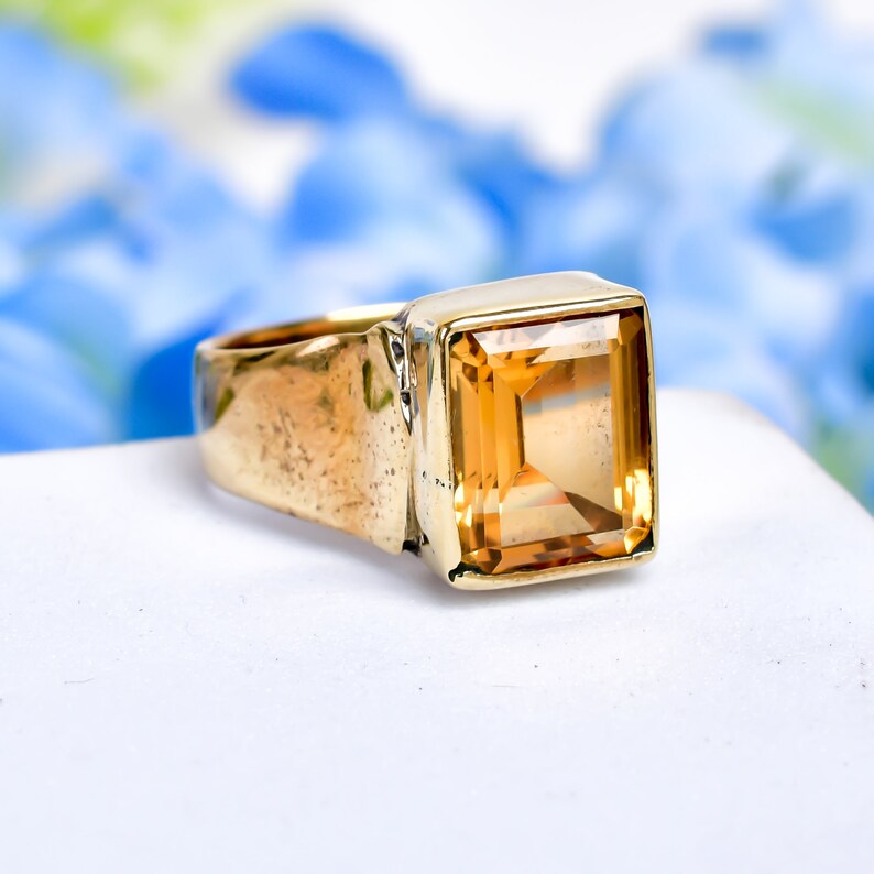 Citrine Gemstone Handcrafted Statement Minimalist Ring
