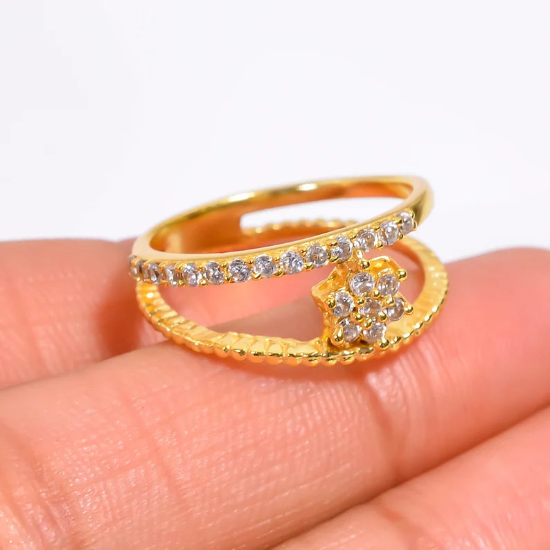 Cubic Zirconia Gemstone Women's Handcrafted Statement Ring