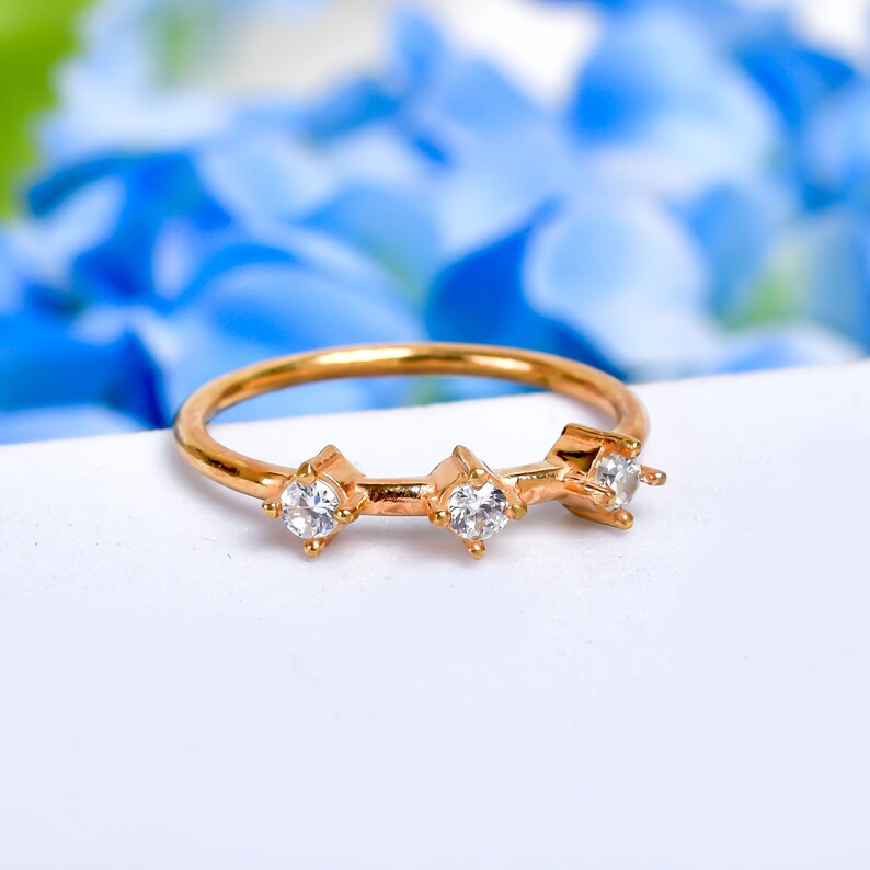 White Cubic Zirconia Gemstone Statement Handcrafted Ring