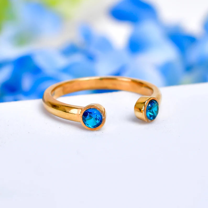 Cubic Zirconia Gemstone Statement Open Ring