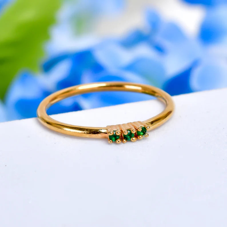 Green Cubic Zirconia Gemstone Handcrafted Statement Ring