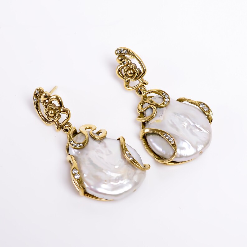 Pearl Gemstone Handcrafted Minimalist Stud Earrings