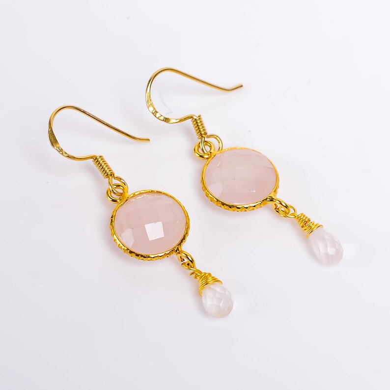 Rose Quartz Handcrafted Gemstone Drop and Dangle Earrings
