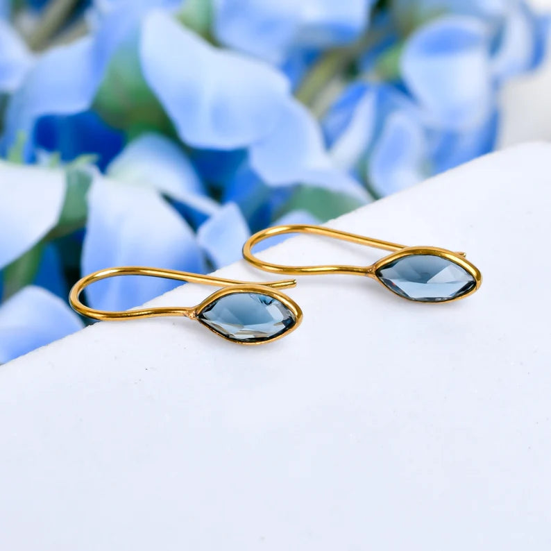 Iolite Gemstone Handcrafted Drop and Dangle Earrings